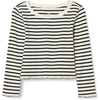 Eggshell White Black French Stripes