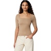 image:imageAmazon Essentials Womens SlimFit Half Sleeve Square Neck TShirtTan