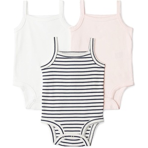 image:imageAmazon Essentials Baby Girls Cotton Sleeveless Bodysuits Baby Clothes Pack of 3Pale PinkWhiteFrench Stripe