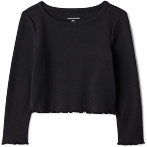 image:imageAmazon Essentials Girls and Toddlers LongSleeve Cropped Rib TopBlack
