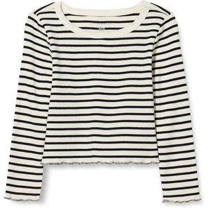 image:imageAmazon Essentials Girls and Toddlers LongSleeve Cropped Rib TopEggshell White Black French Stripes