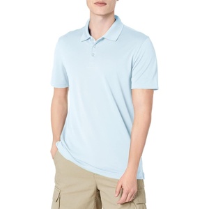 image:imageAmazon Essentials Mens Moisture Wicking Golf Polo Shirt Short Sleeve SlimFit QuickDryLight Blue