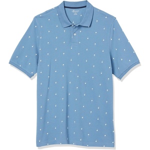 image:imageAmazon Essentials Mens RegularFit Short Sleeve Cotton Pique Polo Shirt Available in Big amp TallBlue White Palm Tree Print