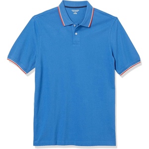 image:imageAmazon Essentials Mens RegularFit Short Sleeve Cotton Pique Polo Shirt Available in Big amp TallBlueWhite and Red Tipped