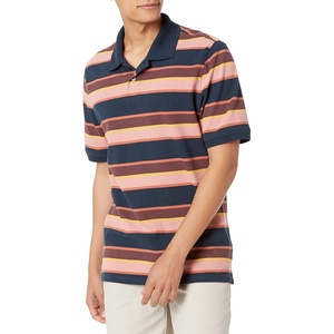 image:imageAmazon Essentials Mens RegularFit Short Sleeve Cotton Pique Polo Shirt Available in Big amp TallNavy Bar Stripe