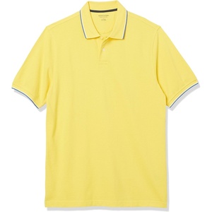 image:imageAmazon Essentials Mens RegularFit Short Sleeve Cotton Pique Polo Shirt Available in Big amp TallYellowBlue and White Tipped