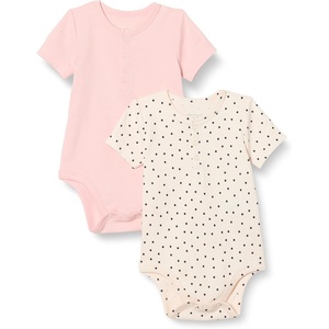 image:imageAmazon Essentials Unisex Babies Short Sleeve Henley Bodysuit Pack of 2Pale PinkDots