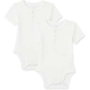 image:imageAmazon Essentials Unisex Babies Short Sleeve Henley Bodysuit Pack of 2White
