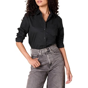 image:imageAmazon Essentials Womens RegularFit LongSleeve ButtonDown Poplin Shirt Business Casual Office WorkBlack