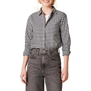 image:imageAmazon Essentials Womens RegularFit LongSleeve ButtonDown Poplin Shirt Business Casual Office WorkBlack White Gingham