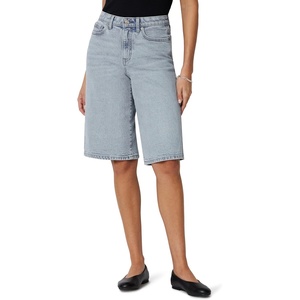 image:imageAmazon Essentials Womens RelaxedFit MidRise Long Jean ShortsTinted Ice Light Wash
