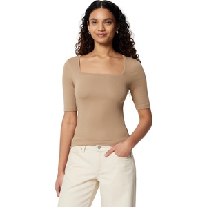 image:imageAmazon Essentials Womens SlimFit Half Sleeve Square Neck TShirtTan