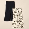 image:imageAmazon Essentials Girls and Toddlers SlimFit Cotton Knit Flare Leggings Pull On Pack of 2BlackIvory Leopard