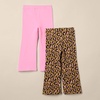 image:imageAmazon Essentials Girls and Toddlers SlimFit Cotton Knit Flare Leggings Pull On Pack of 2Bright PinkTan Leopard Print