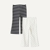 image:imageAmazon Essentials Girls and Toddlers SlimFit Cotton Knit Flare Leggings Pull On Pack of 2DotsUneven Stripe