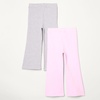 image:imageAmazon Essentials Girls and Toddlers SlimFit Cotton Knit Flare Leggings Pull On Pack of 2Light Grey HeatherPink