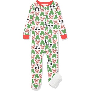 image:imageAmazon Essentials Disney  Marvel  Star Wars Unisex Babies Toddlers and Kids Footed Sleepers Zip Up Pajamas MultipacksMickey Holiday  Footed Sleeper