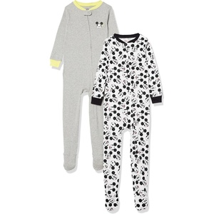 image:imageAmazon Essentials Disney  Marvel  Star Wars Unisex Babies Toddlers and Kids Footed Sleepers Zip Up Pajamas MultipacksMickey Moods  Footed Sleeper