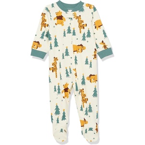 image:imageAmazon Essentials Disney  Marvel  Star Wars Unisex Babies Toddlers and Kids Footed Sleepers Zip Up Pajamas MultipacksPooh Holiday Forest  Sleep  Play