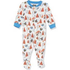 image:imageAmazon Essentials Disney  Marvel  Star Wars Unisex Babies Toddlers and Kids Footed Sleepers Zip Up Pajamas MultipacksWhite Star Wars Mando