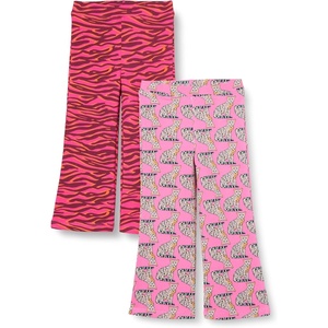 image:imageAmazon Essentials Girls and Toddlers SlimFit Cotton Knit Flare Leggings Pull On Pack of 2Pink Leopard Pink Zebra
