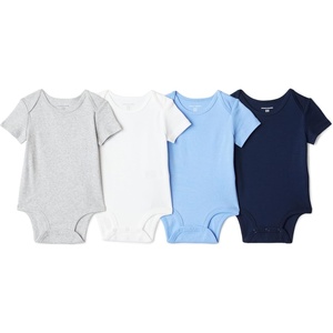 image:imageAmazon Essentials Unisex Babies ShortSleeve BodysuitsBlueLight Heather Grey