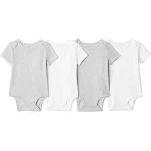 image:imageAmazon Essentials Unisex Babies ShortSleeve BodysuitsLight Heather GreyWhite