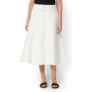 image:imageAmazon Essentials Womens ALine HighRise Denim ButtonDown Midi SkirtWhite