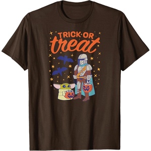 image:imageAmazon Essentials Mens The Mandalorian Grogu Halloween Trick or Treat TShirt Black Graphic Print SmallBrown