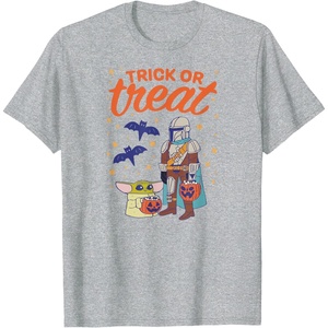 image:imageAmazon Essentials Mens The Mandalorian Grogu Halloween Trick or Treat TShirt Black Graphic Print SmallHeather Grey