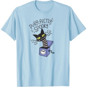 image:imageAmazon Essentials Mens Nightmare Before Christmas Purrfectly Spooky Cat in the Box TShirt White Graphic Print SmallBaby Blue