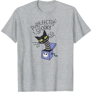 image:imageAmazon Essentials Mens Nightmare Before Christmas Purrfectly Spooky Cat in the Box TShirt White Graphic Print SmallHeather Grey