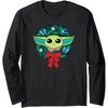 image:imageAmazon Essentials The Mandalorian Grogu Holiday Christmas Wreath Long Sleeve TShirtBlack