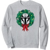 image:imageAmazon Essentials The Mandalorian Helmet Holiday Christmas Wreath SweatshirtHeather Grey