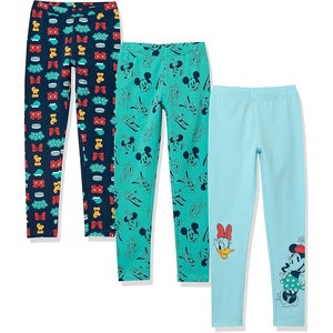 image:imageAmazon Essentials Disney  Marvel  Star Wars  Frozen  Princess Girls and Toddlers Cotton Stretch Leggings Multipacks3pack Mickey and Friends