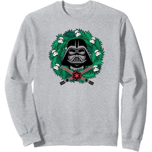 image:imageAmazon Essentials Star Wars Darth Vader Helmet Holiday Christmas Wreath SweatshirtHeather Grey
