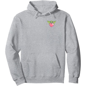 image:imageAmazon Essentials The Mandalorian Grogu Holding a Valentines Heart Pullover HoodieHeather Grey