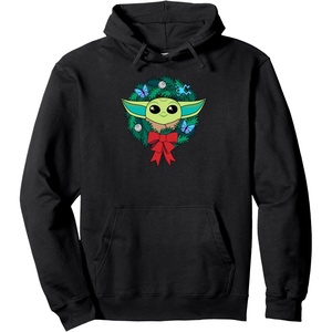 image:imageAmazon Essentials The Mandalorian Grogu Holiday Christmas Wreath Pullover HoodieBlack