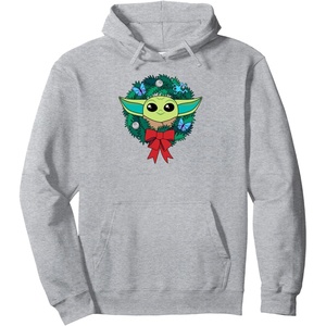 image:imageAmazon Essentials The Mandalorian Grogu Holiday Christmas Wreath Pullover HoodieHeather Grey