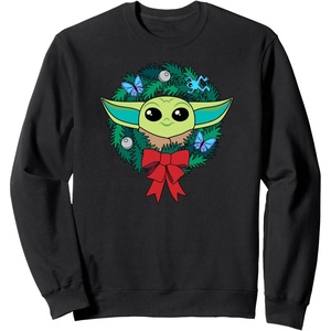 image:imageAmazon Essentials The Mandalorian Grogu Holiday Christmas Wreath SweatshirtBlack