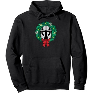 image:imageAmazon Essentials The Mandalorian Helmet Holiday Christmas Wreath Pullover HoodieBlack