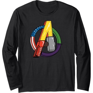 image:imageAmazon Essentials Marvel Avengers Multi Hero Logo Collage Long Sleeve TShirtBlack