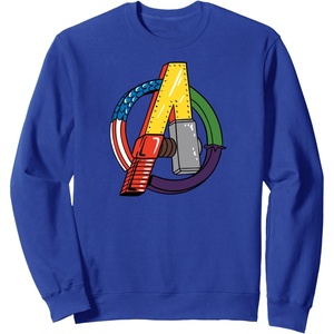 image:imageAmazon Essentials Marvel Avengers Multi Hero Logo Collage SweatshirtRoyal Blue