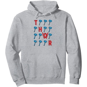 image:imageAmazon Essentials Marvel Avengers Thor Hammer Grid Pullover HoodieHeather Grey