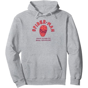 image:imageAmazon Essentials Marvel SpiderMan HandDrawn Mask Favorite WallCrawler Pullover HoodieHeather Grey