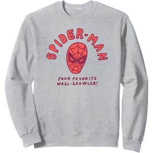 image:imageAmazon Essentials Marvel SpiderMan HandDrawn Mask Favorite WallCrawler SweatshirtHeather Grey