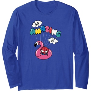 image:imageAmazon Essentials Marvel SpiderMan in a Pool Floatie So Amazing Long Sleeve TShirtRoyal Blue