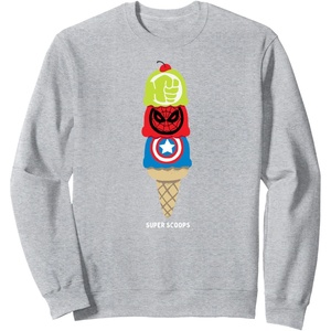 image:imageAmazon Essentials Marvel Super Heroes Ice Cream Cone Super Scoops SweatshirtHeather Grey