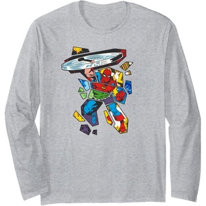 image:imageAmazon Essentials Marvel Super Heroes Multi Hero Shattered Collage Long Sleeve TShirtHeather Grey
