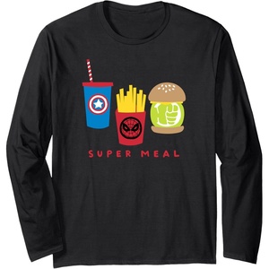 image:imageAmazon Essentials Marvel Super Heroes Super Meal Burger and Fries Long Sleeve TShirtBlack